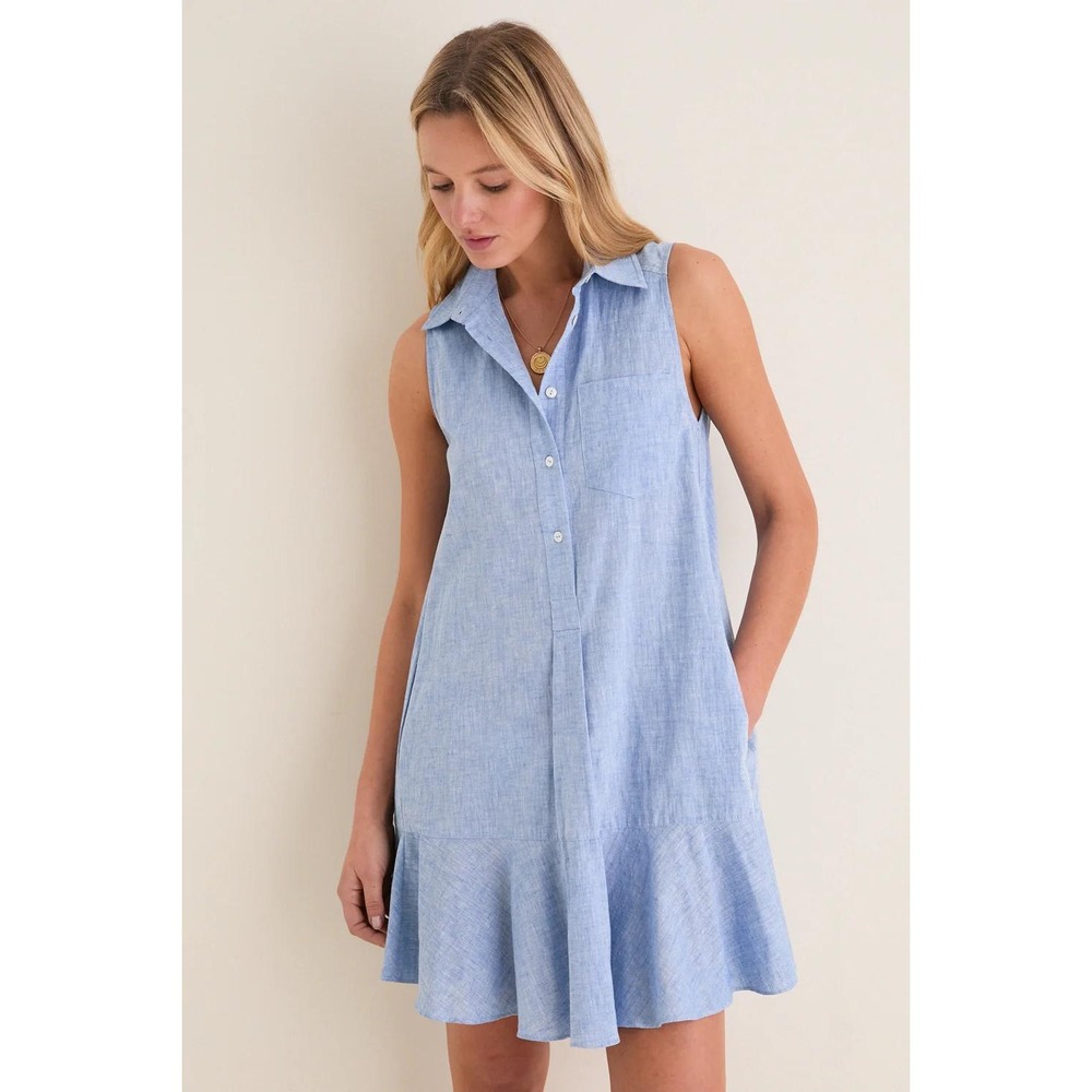 Tuckernuck Chambray Sleeveless Callahan Shirt Dress Mini NEW Country Club Preppy